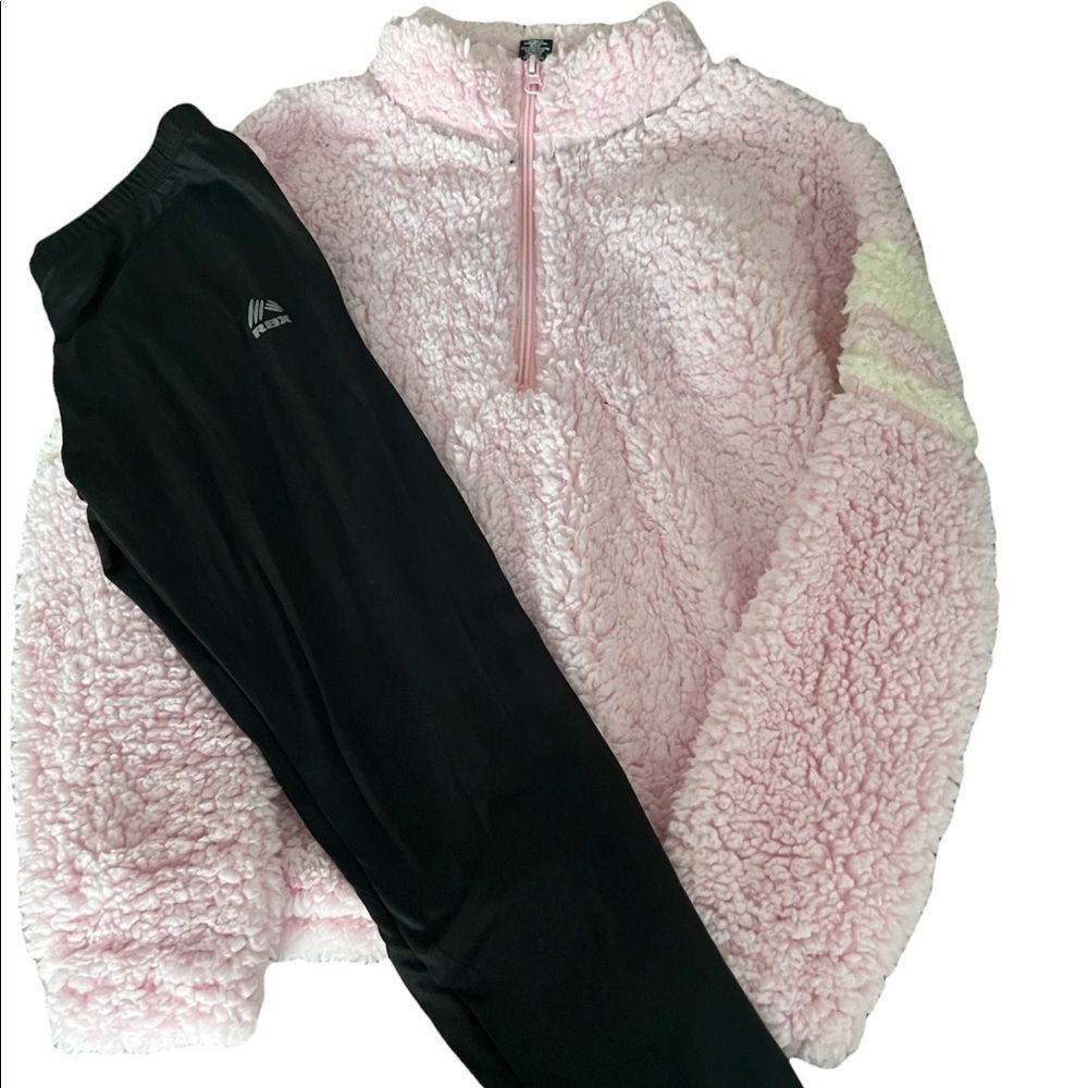 NWT RBX plush pink girls upper top with trouser set size Small